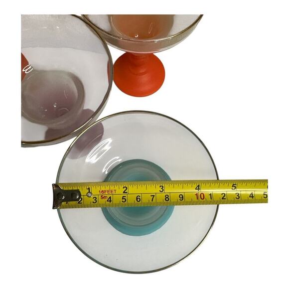VTG Ombre Multicolor Blendo Mismatched Frosted Margarita Glasses Set Of 4 - Picture 4 of 5